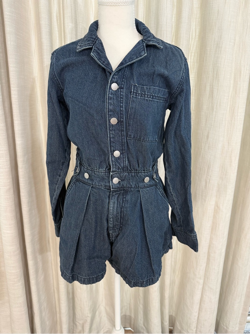 Universal Thread Dark Blue Denim One-Piece Footie Romper